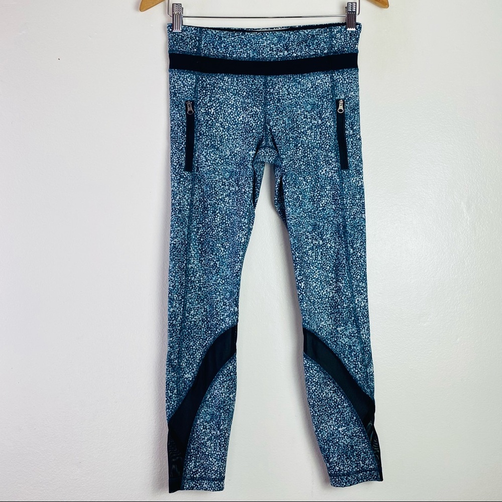 lululemon athletica Teal Speckled Cropped Leggings with Black Accents